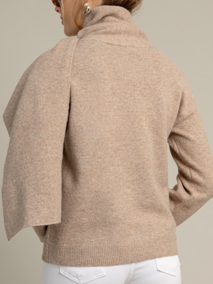 Wrap Neck Scarf Sweater