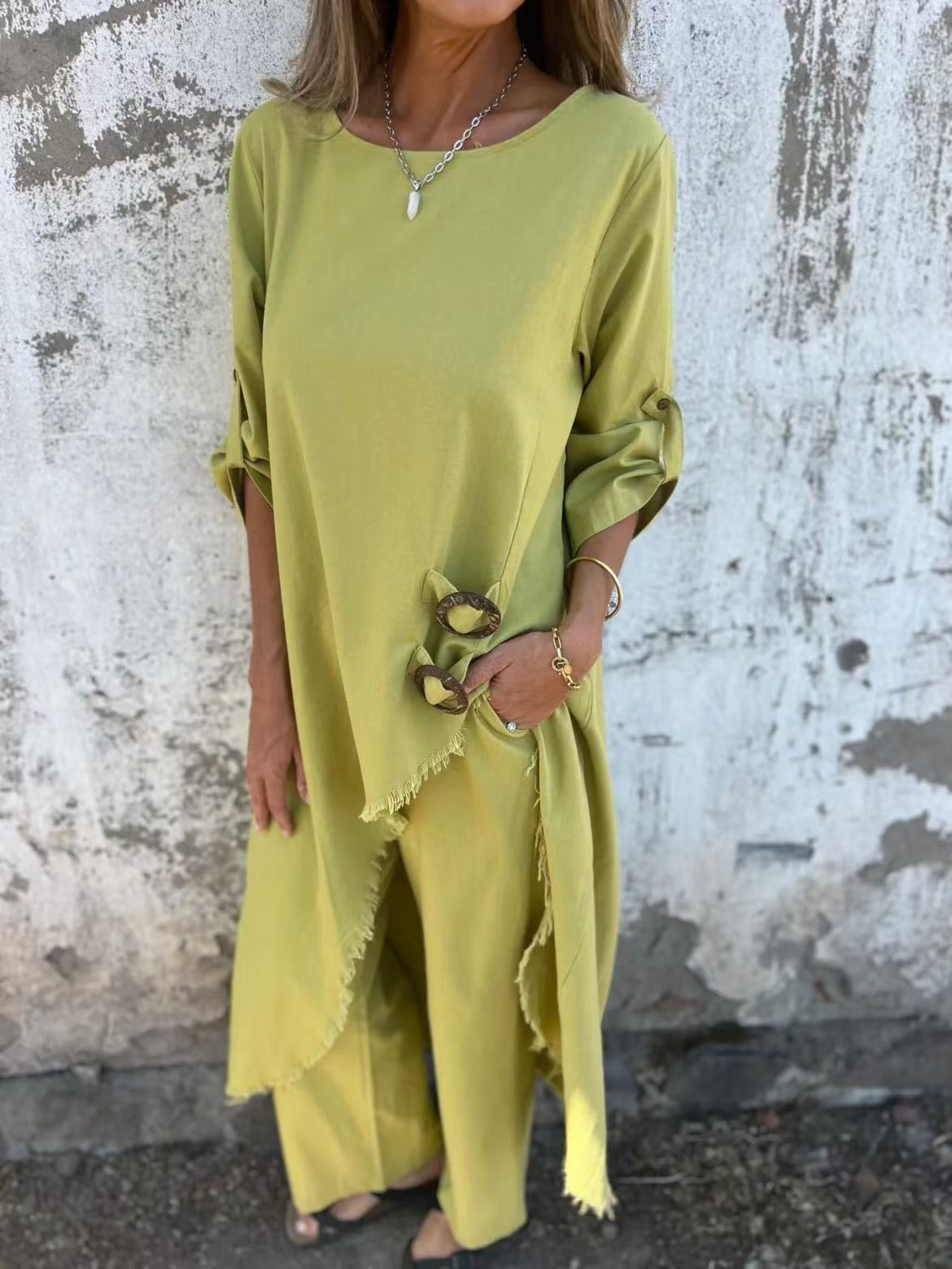 Chic Irregular Linen 2pc Set