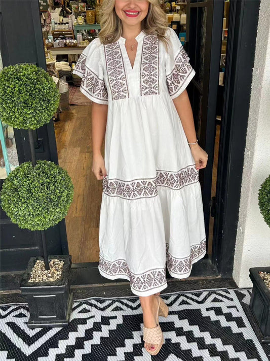 Embroidered Chic Comfy Dress