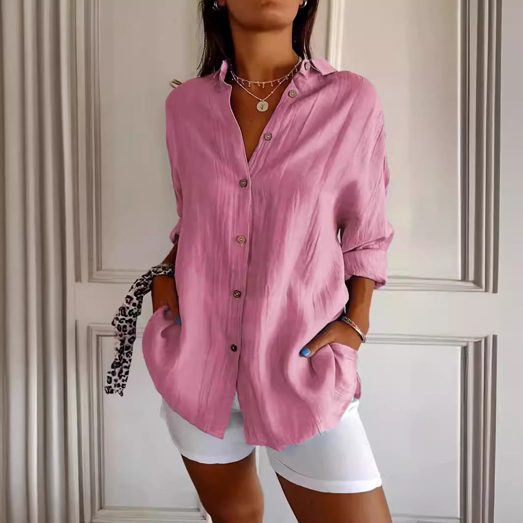 Single-breasted Pleated Lapel Shirt
