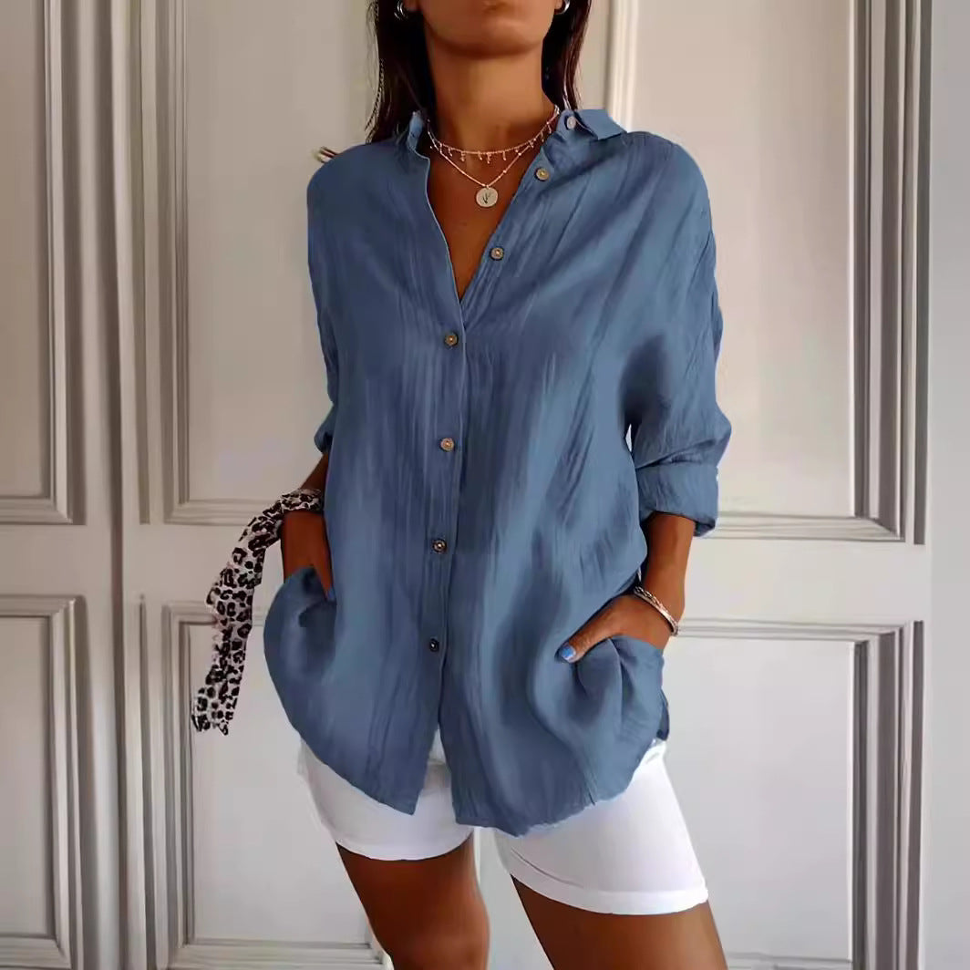 Single-breasted Pleated Lapel Shirt