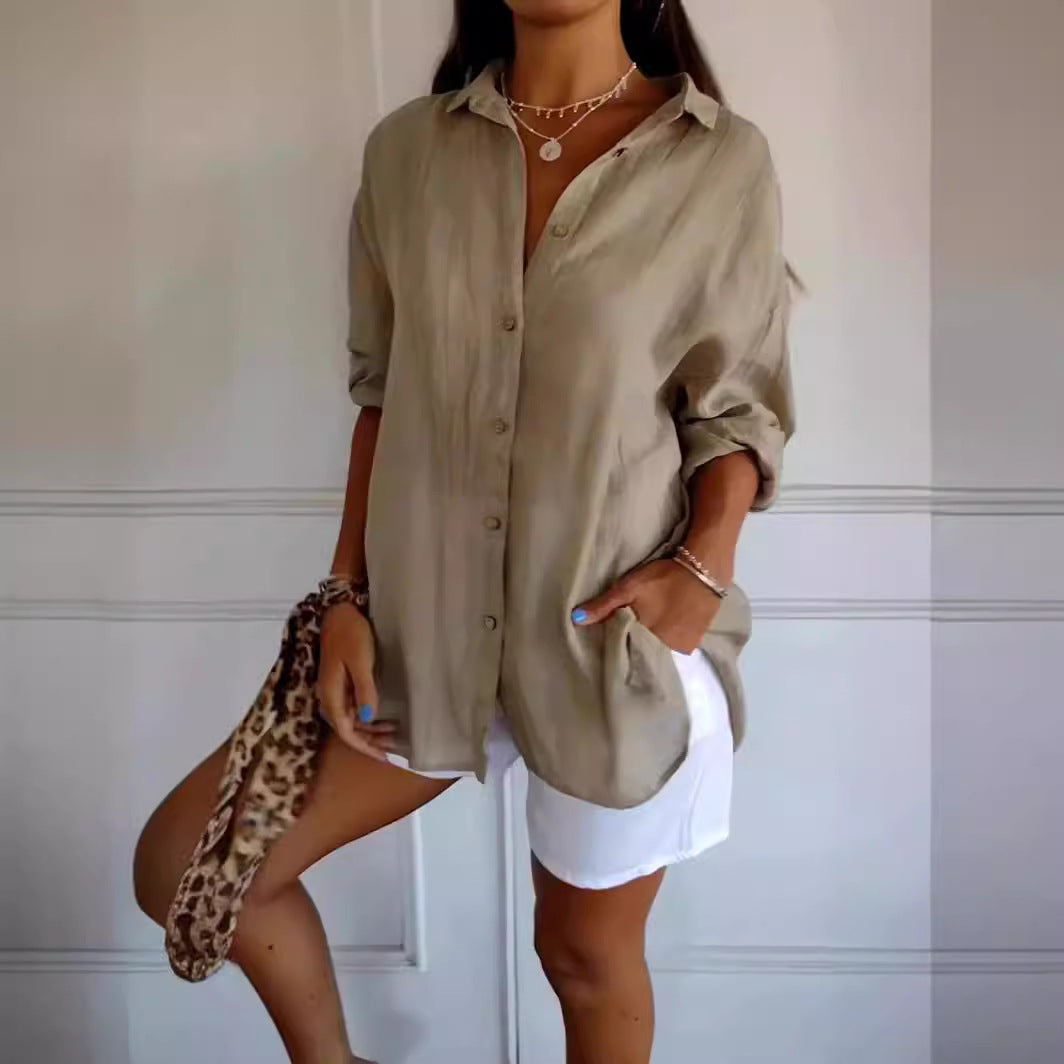 Single-breasted Pleated Lapel Shirt