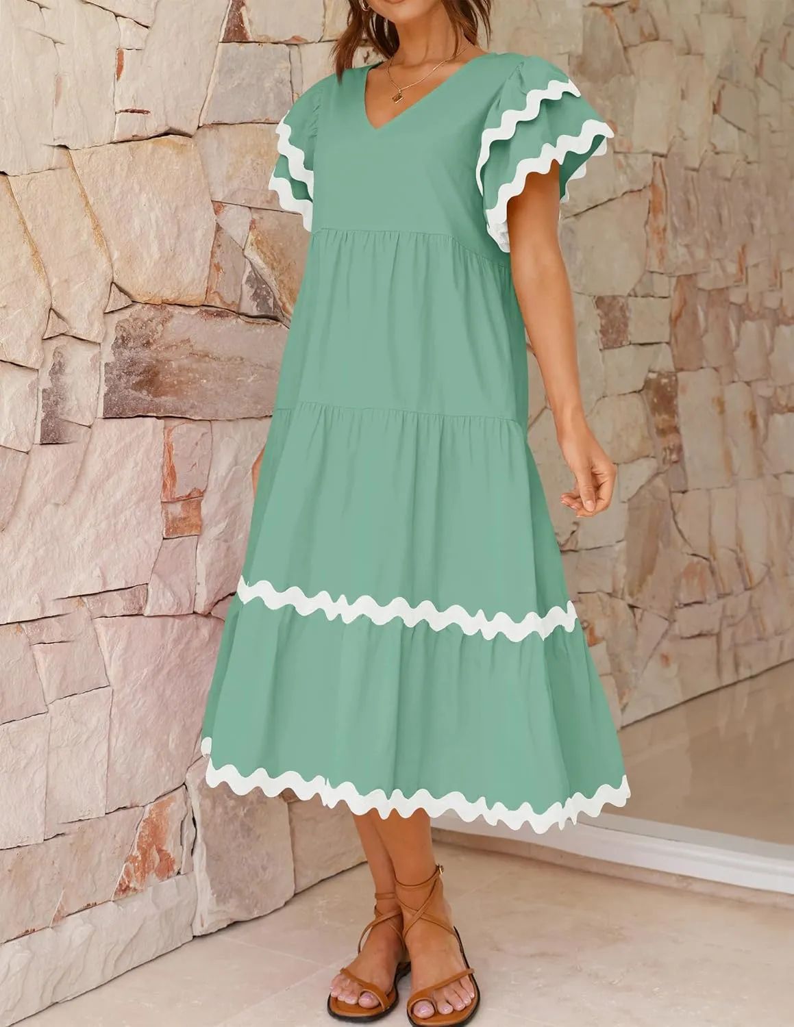 Vacation Style V-neck Dress