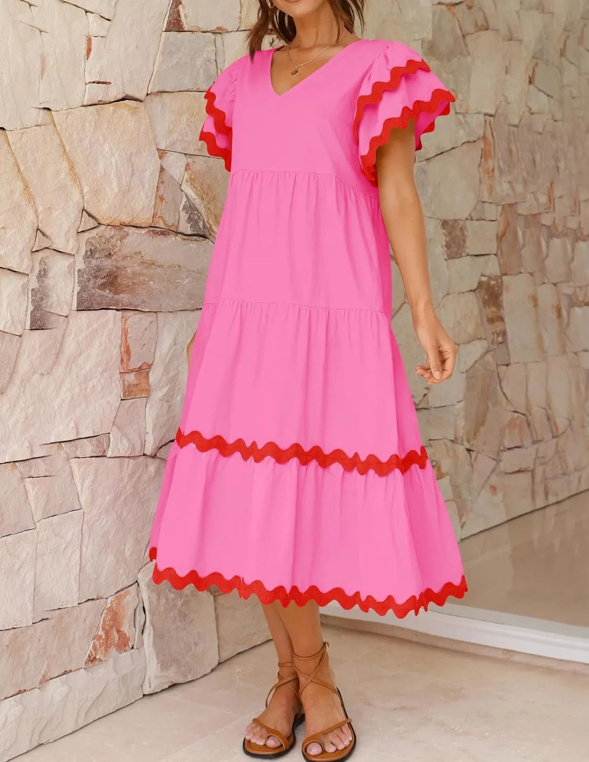 Vacation Style V-neck Dress