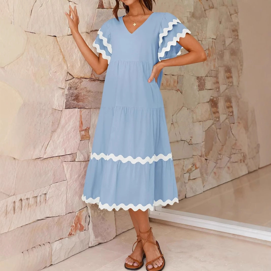 Vacation Style V-neck Dress