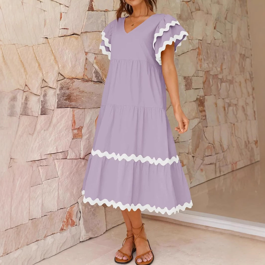 Vacation Style V-neck Dress
