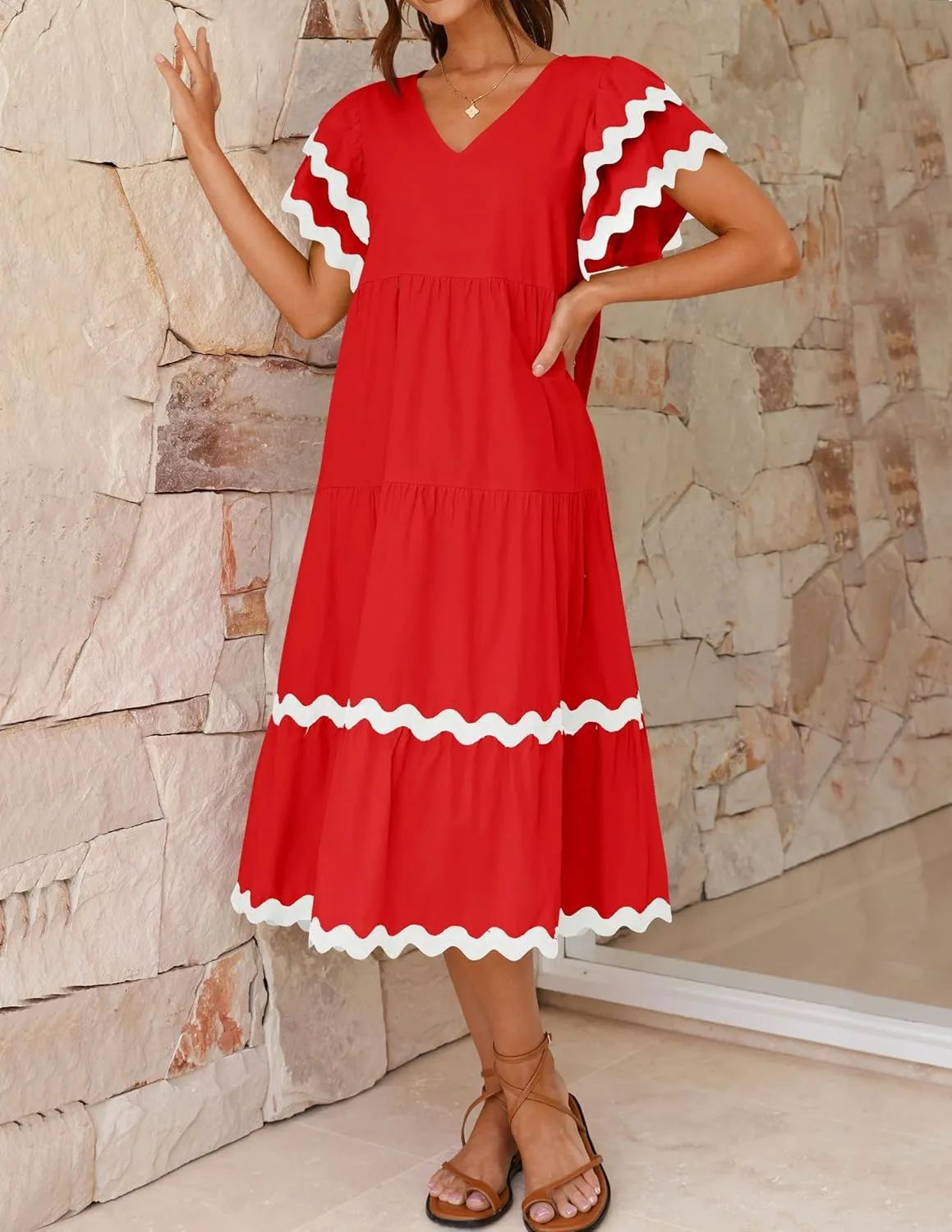 Vacation Style V-neck Dress