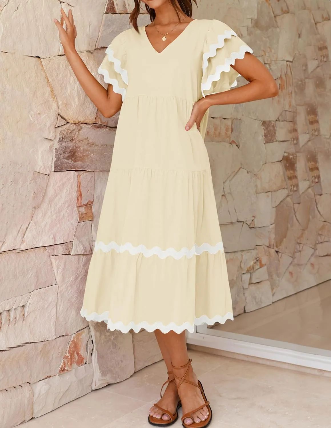 Vacation Style V-neck Dress
