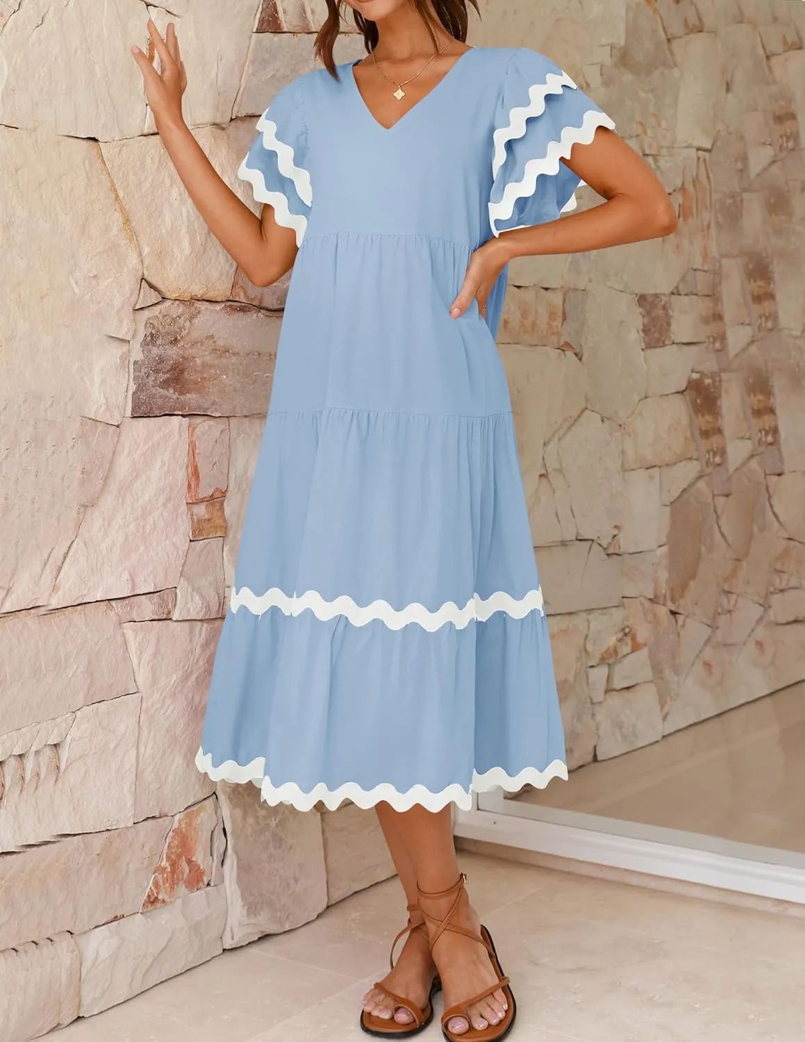 Vacation Style V-neck Dress