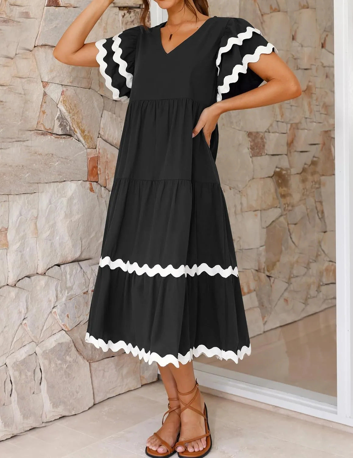 Vacation Style V-neck Dress