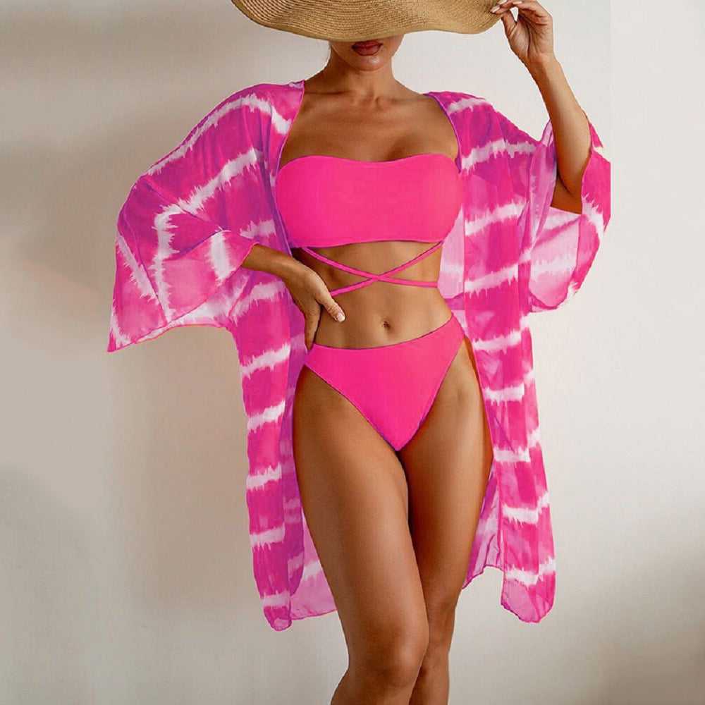 Printed Swimwear Three-piece Set