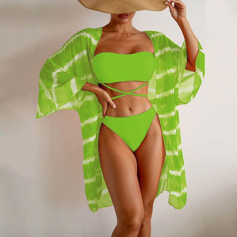 Printed Swimwear Three-piece Set