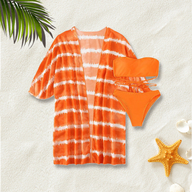 Printed Swimwear Three-piece Set