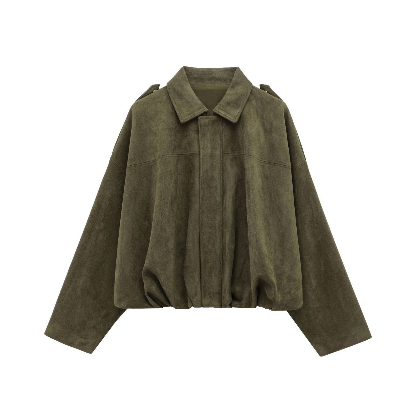 Suede Puffed Bomber Jacket