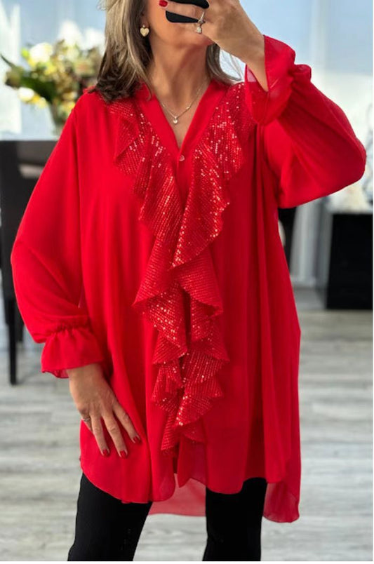 Chiffon Sequin Holiday Blouse