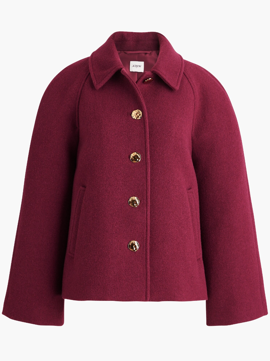Cropped Wool-blend Swing Coat