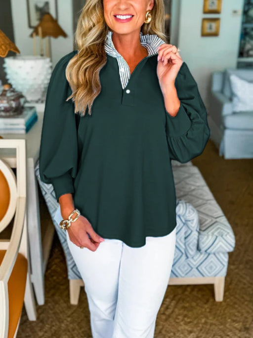 Stripes And Smiles Collared Top