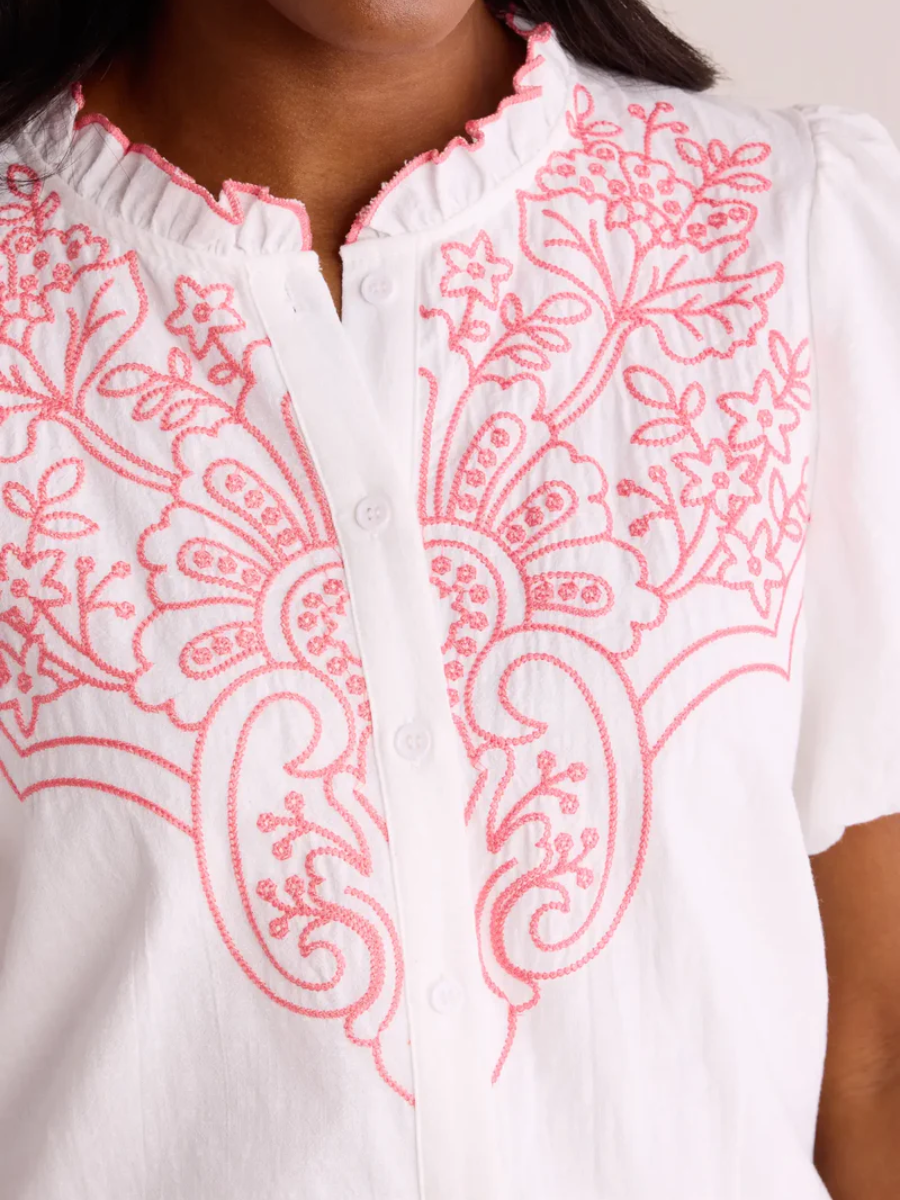 Ruffle Collar Embroidered Blouse
