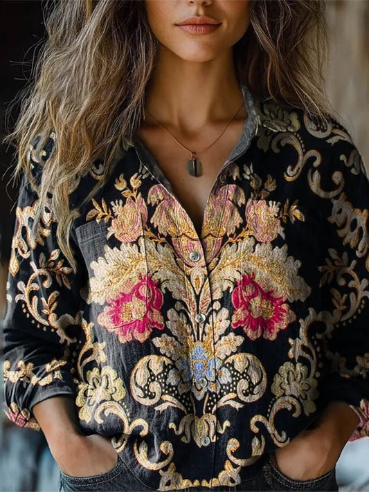 Unique Floral Collared Blouse
