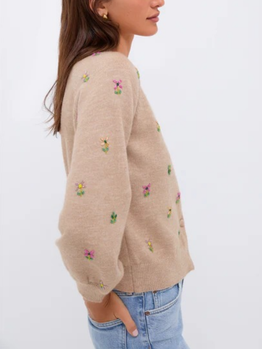 Multi Floral Embellishment Elsie Cardigan