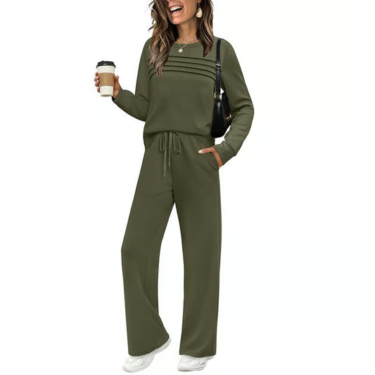Women's Casual Pleated Detail Set
