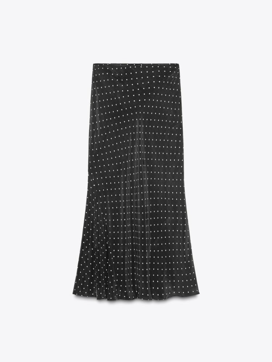Polka Dot Mid-waist Long Skirt