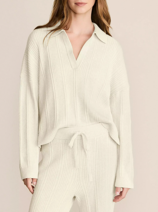 Heathered Ribbed Collared Set