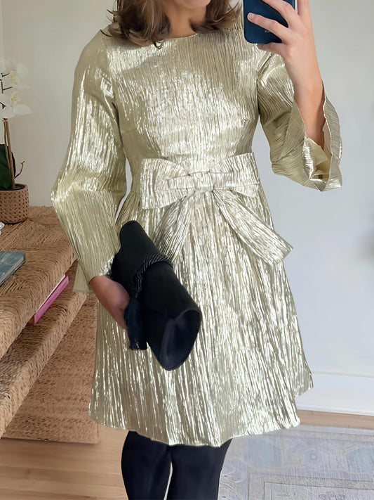 Bow Detail Bell Sleeves Mini Dress