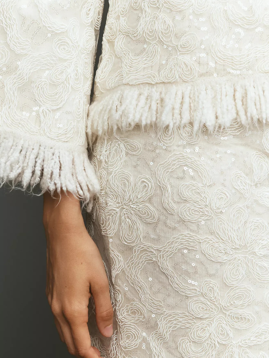 Fringe Boxy Long-Sleeve Top