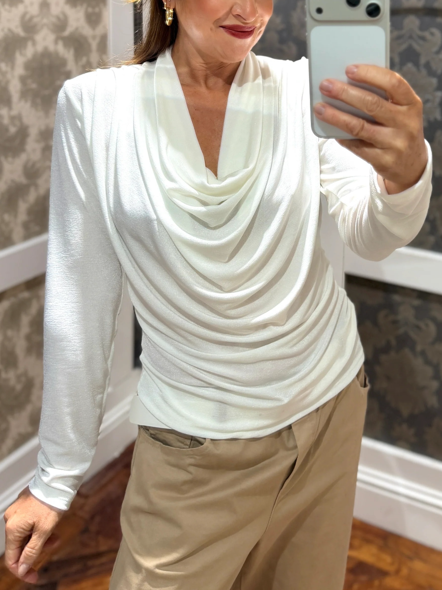 Cowl Neck Long Sleeve Top