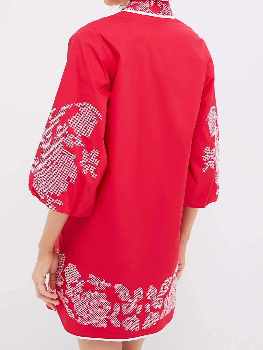 Placement Print V Neck Mini Dress