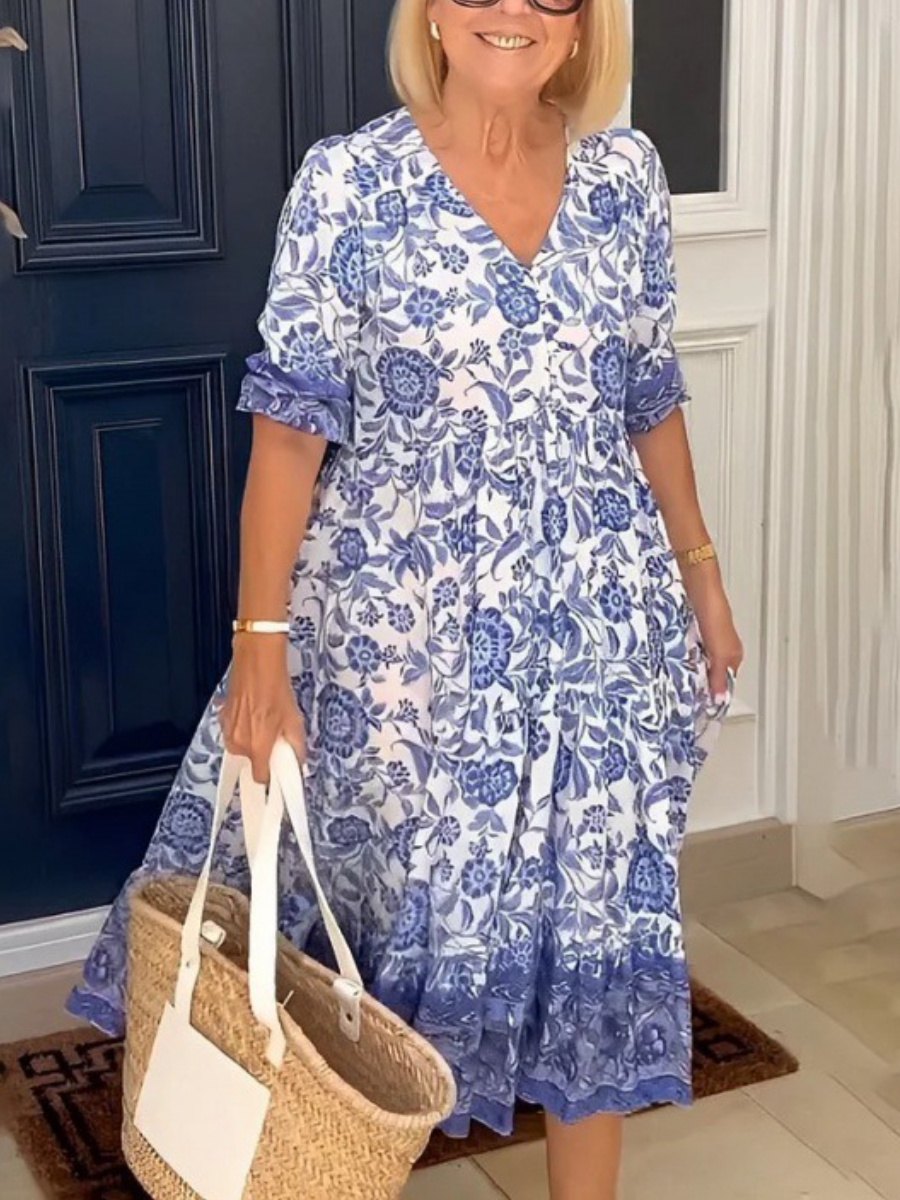 Chic Floral V-Neck Dress