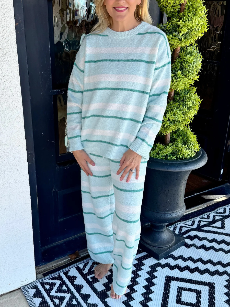 Striped Fuzzy Lounge Set