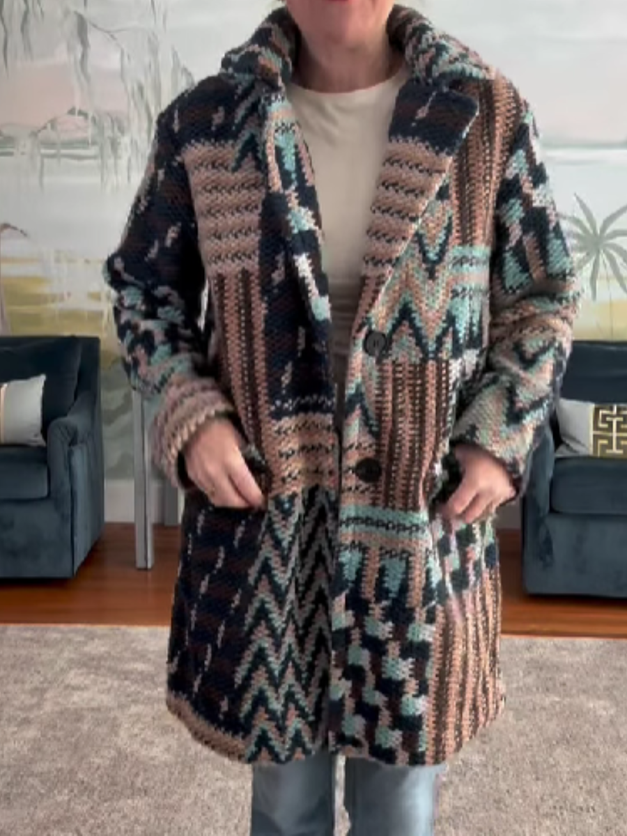 Knitted Multicolor Printed Jacket