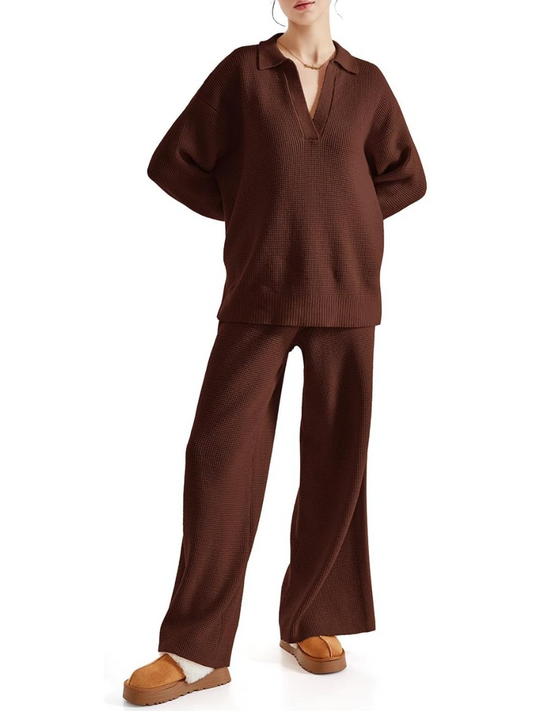 Waffle Knit Sweater Set