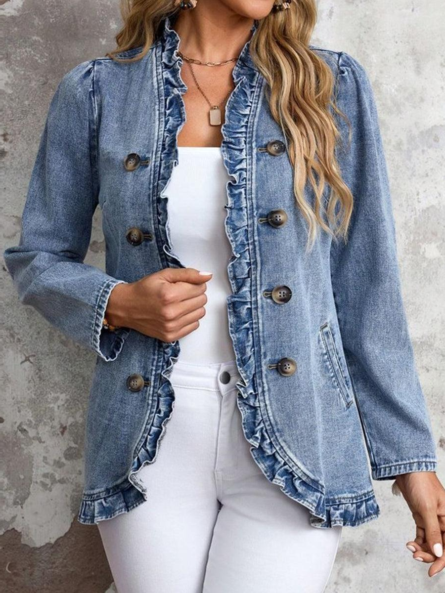 Popular Plain Collarless Long Sleeve Outerwear