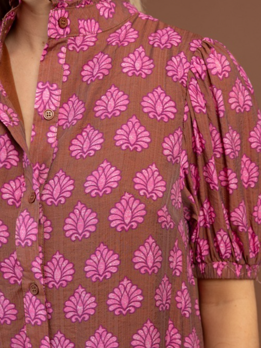 Printed Button Down Midi Dress