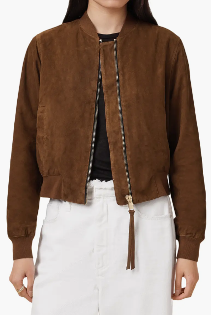 Chic Short Bomber Leather Jacket