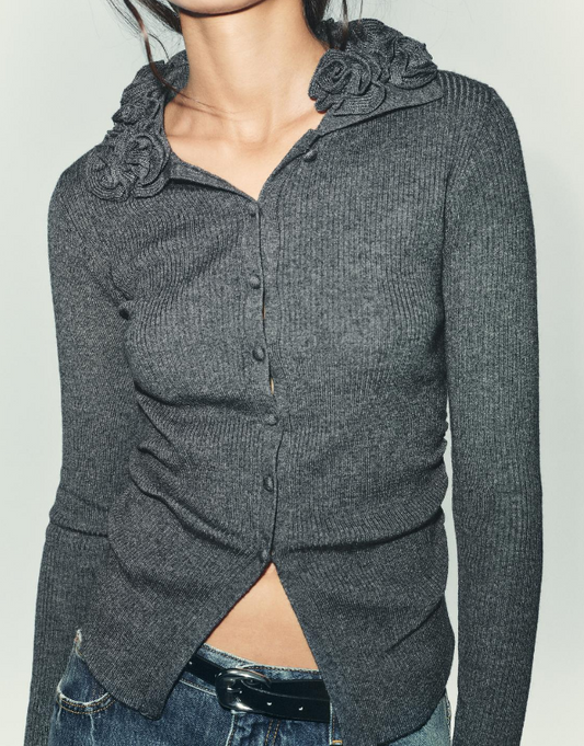 Chic Knit Flower Sweater