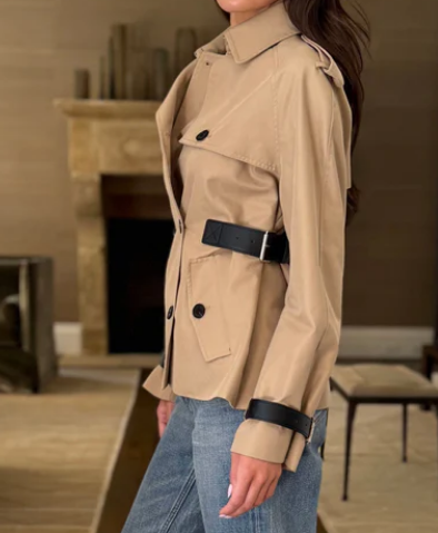 Chic Belted Trench Short Coat