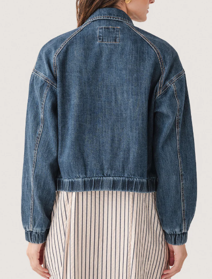 Bomber Denim Jacket With Zip