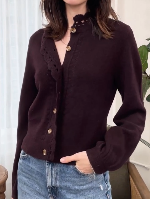 Blouson Sleeves Cardigan