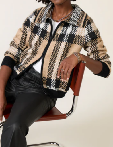 Plaid Jacquard Knit Jacket