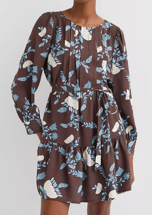 The Brown Floral Short Dress