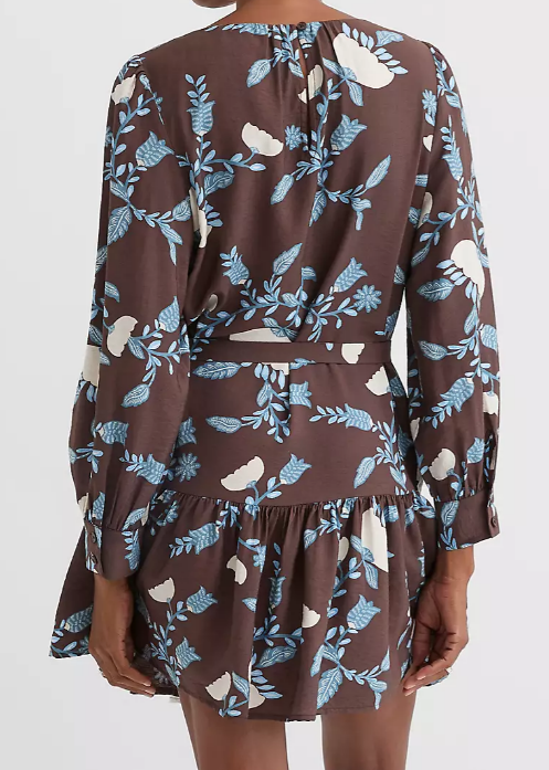 The Brown Floral Short Dress