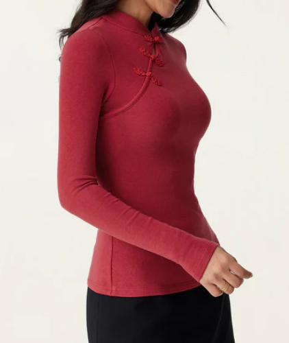 Asymmetric Frog Button Top
