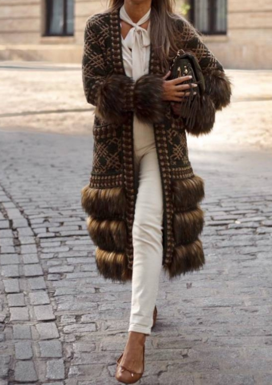 Classy Comfy Faux Fur Knit Cardigan