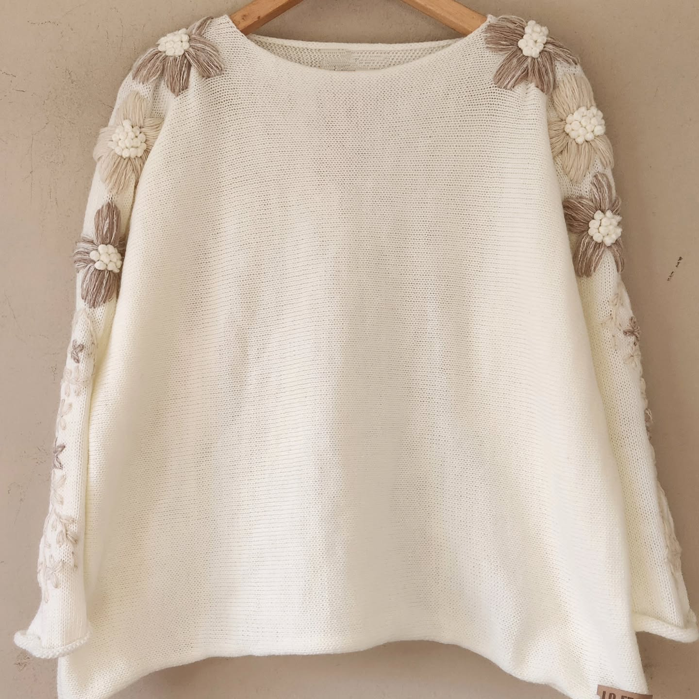 Flower Embroidered Sweater Poncho