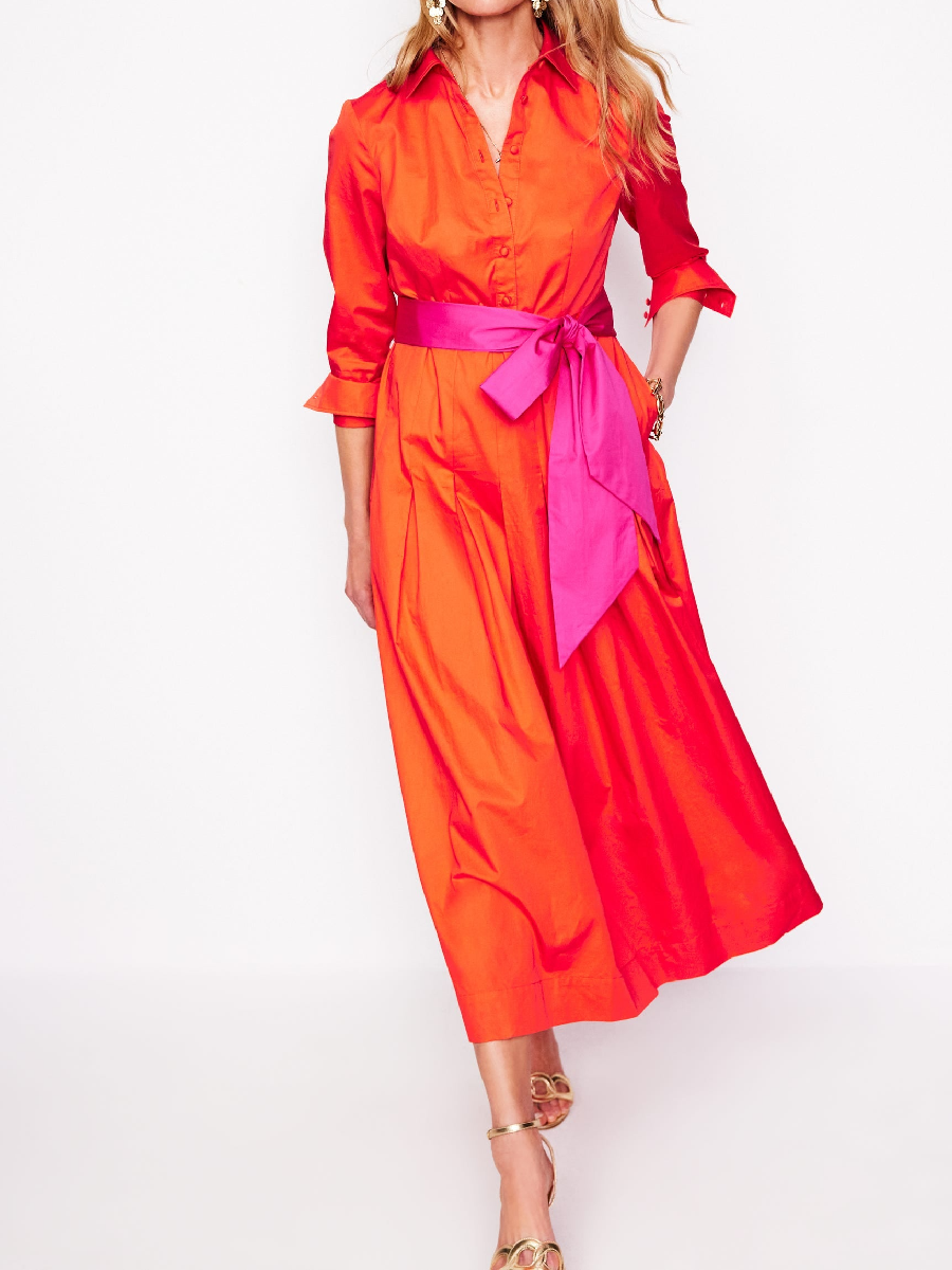 Maxi Pleated Shirt Dress