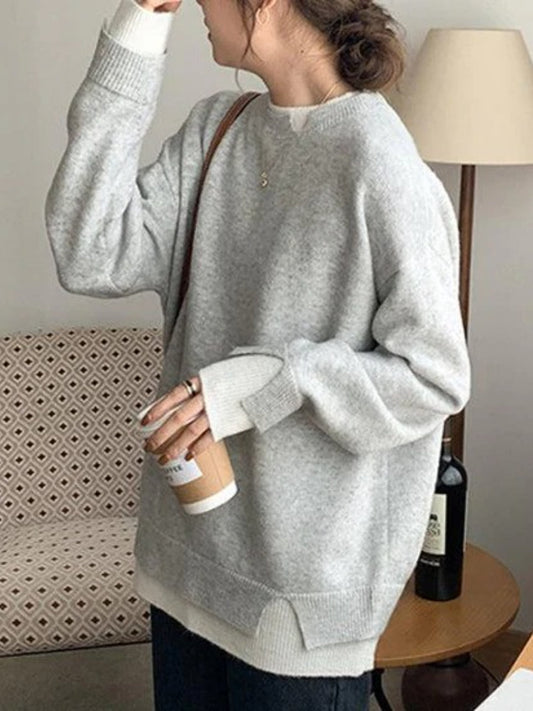 Oversized Cut-Out Long Sleeve Twofer Sweater